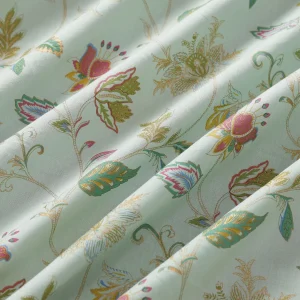 Indian Sewing Cotton Fabric Green Floral Printed - Image 2