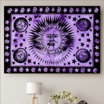 Indian Sun & Moon Purple Tapestry