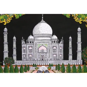 Indian Taj Mahal Cotton Handmade Wall Hanging - Image 3