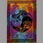 Indian Tie Dye Dragon Print Cotton Tapestry - Image 2