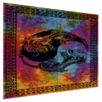Indian Tie Dye Dragon Print Cotton Tapestry - Image 3