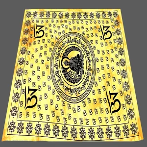 Indian Yellow Om Buddha Print Cotton Tapestry - Image 3