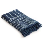 Indigo Mudcloth Throw Home Sofa Decor Arrow Stripes Print - Image 2