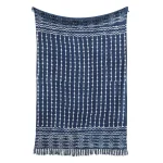 Indigo Mudcloth Throw Home Sofa Decor Arrow Stripes Print - Image 3