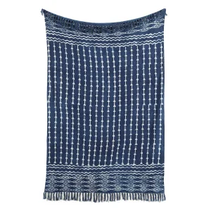 Indigo Mudcloth Throw Home Sofa Decor Arrow Stripes Print - Image 3