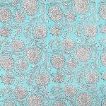 Loose Swing Dressmaking Cotton Fabric Turquoise Floral - Image 4