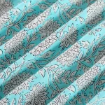 Loose Swing Dressmaking Cotton Fabric Turquoise Floral