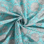Loose Swing Dressmaking Cotton Fabric Turquoise Floral - Image 2
