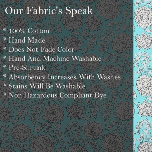 Loose Swing Dressmaking Cotton Fabric Turquoise Floral - Image 5