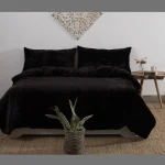 Luxurious Velvet Solid Black Duvet Cover Set - Image 2