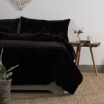 Luxurious Velvet Solid Black Duvet Cover Set - Image 3