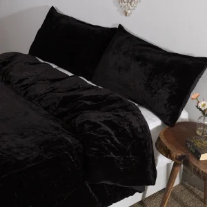 Luxurious Velvet Solid Black Duvet Cover Set - Image 5