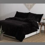 Luxurious Velvet Solid Black Duvet Cover Set