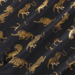 Luxury Black Tiger Printed Pure Cotton Fabric
