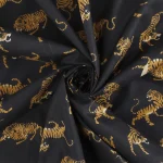 Luxury Black Tiger Printed Pure Cotton Fabric - Image 2