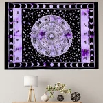 Mandala Tapestry Purple Zodiac Astrology Wall-Hanging