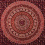Maroon Elephant Mandala Printed Wall Hanging Tapestry - Image 3