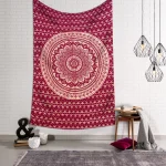 Maroon Gold Ombre Mandala Printed Beach Throw