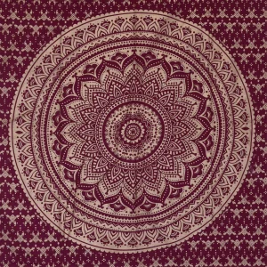 Maroon Gold Ombre Mandala Printed Beach Throw - Image 3