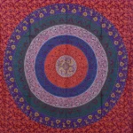 Maroon Mandala Printed Cotton Wall Hanging Tapestry - Image 2