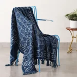 Mud Cloth Sofa Throw Blue Handloom Travel Blanket