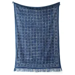 Mud Cloth Sofa Throw Blue Handloom Travel Blanket - Image 3