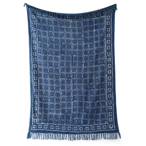 Mud Cloth Sofa Throw Blue Handloom Travel Blanket - Image 3