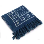 Mud Cloth Sofa Throw Blue Handloom Travel Blanket - Image 2