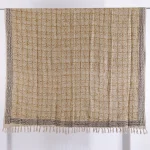 Mud Cloth Throw Indian Brown Beige Floral Print Sofa Throw - Image 6