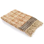 Mud Cloth Throw Indian Brown Beige Floral Print Sofa Throw - Image 3