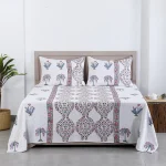 Mughal Floral Block Print Bed Cover With Pillow Set