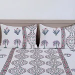 Mughal Floral Block Print Bed Cover With Pillow Set - Image 3