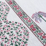 Mughal Floral Block Print Bed Cover With Pillow Set - Image 4