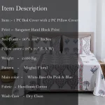 Mughal Floral Block Print Bed Cover With Pillow Set - Image 5