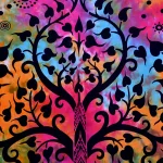 Multi Elephant Tree of Life Printed Tapestry Bed Cover - Image 2