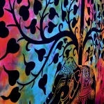Multi Elephant Tree of Life Printed Tapestry Bed Cover - Image 3