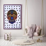 Multi Skull Hand Painted Poster Small Table Cover