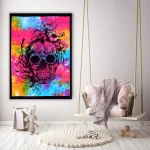 Multi Tie Dye Skull Print Cotton Tapestry / Poster - Image 2