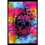 Multi Tie Dye Skull Print Cotton Tapestry / Poster