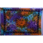 Multi Tie Dye Sun Moon Twin Size Bed Cover