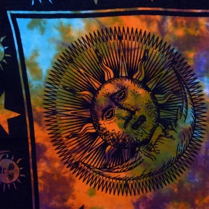 Multi Tie Dye Sun Moon Twin Size Bed Cover - Image 4