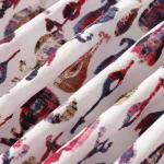New White Abstract Print Running Loose Cotton Fabric