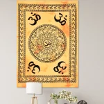 Om Mandala Wall Hanging Indian Yellow Tapestry