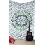 Ombre Mandala Printed Tapestry Green Twin size Bed Cover
