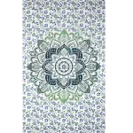 Ombre Mandala Printed Tapestry Green Twin size Bed Cover - Image 2