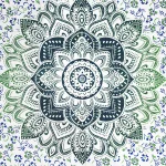 Ombre Mandala Printed Tapestry Green Twin size Bed Cover - Image 3