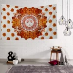 Orange Burning Sun Printed Pure Cotton Tapestry