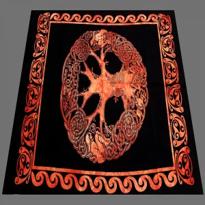Orange Celtic Tree Of Life Print Tapestry - Image 3