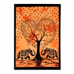 Orange Elephant Heart Tree of Life Printed Wall Hanging - Image 2