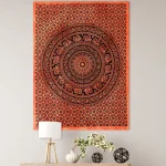 Orange Elephant Mandala Print Beach Yoga Mat
